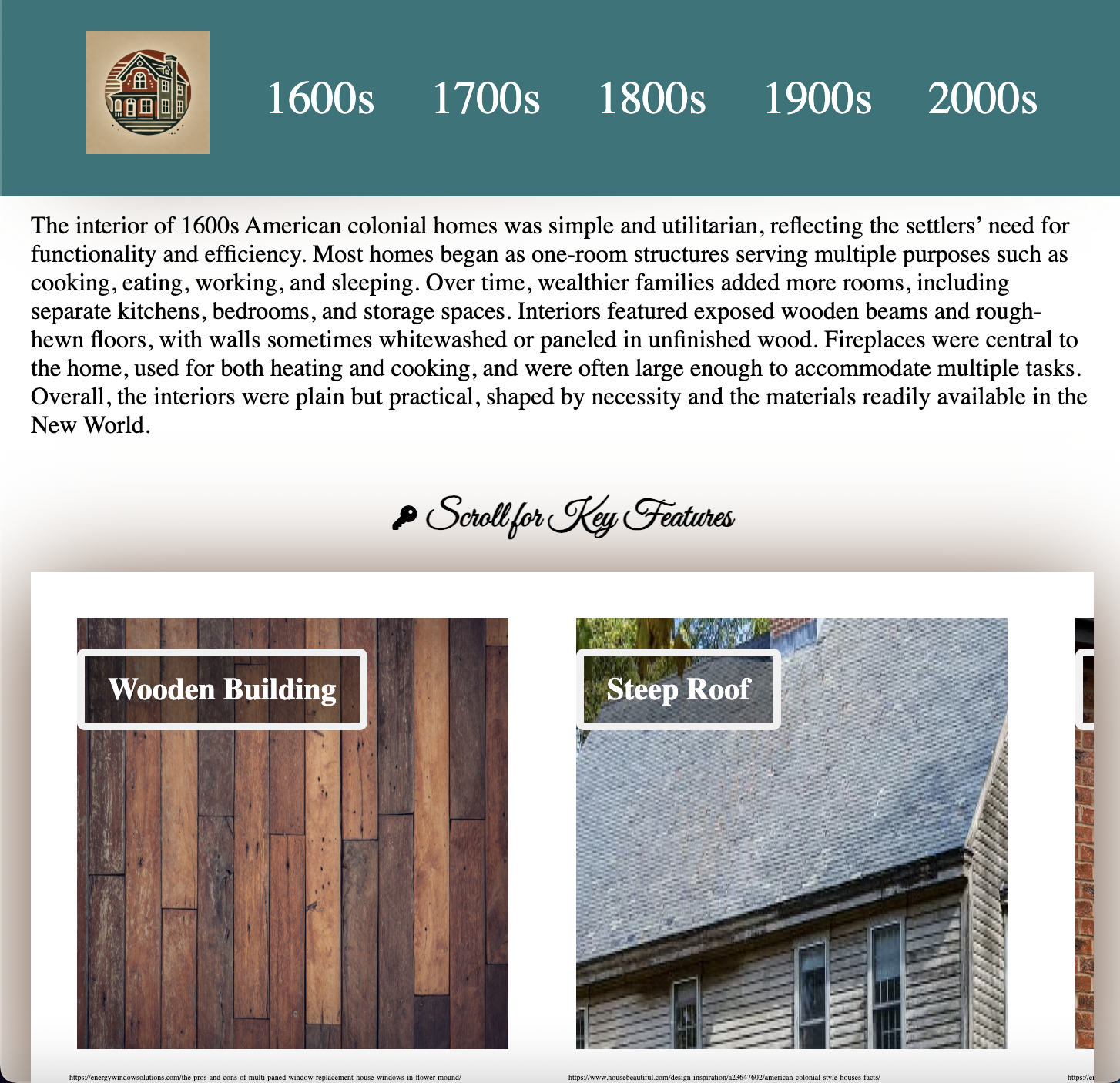An screenshot of the key 
    features page of one of the housing styles on a mobile phone.